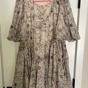 Bohme Beige Floral Long Sleeve Dress
